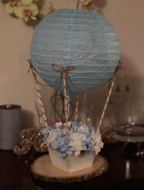 Hot Air Balloon Centerpiece No Flowers Etsy Balloon Baby Shower