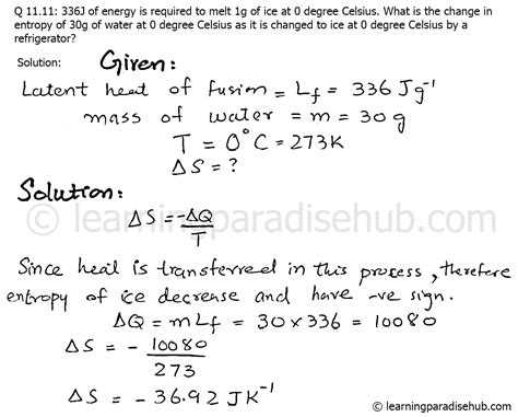 Question 1111 Chapter Eleven Thermodynamics