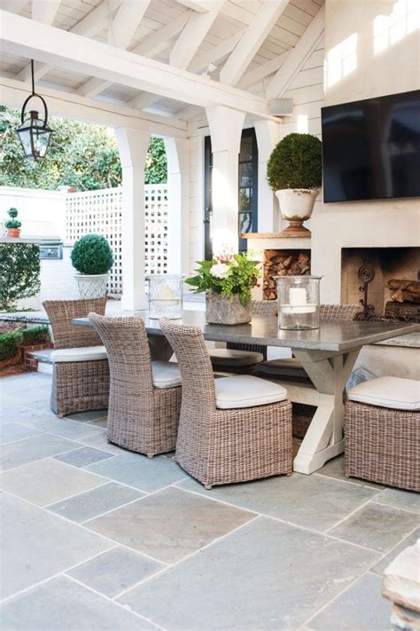Beautiful Outdoor Entertainment Area Fireplace Flat Screen Tv And A