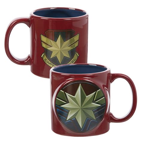 marvel captain marvel badge 20 oz bas relief ceramic mug