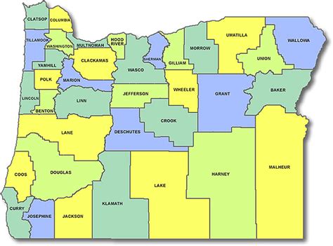 Oregon State County Map