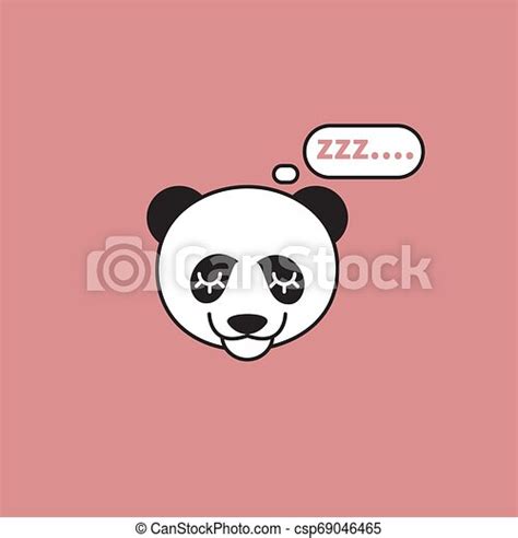 Sleeping Panda Head Panda Snoring Zzz Icon Funny Animal Vector