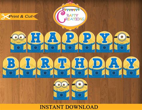 Despicable Me Banner Printable Minions Birthday Party Girl Bday Party