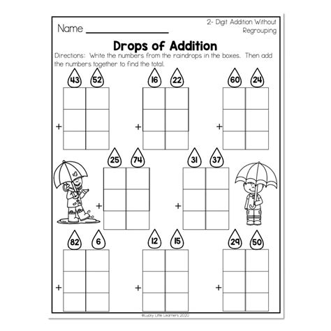 2nd Grade Math Worksheets Place Value 2 Digit Addition Without