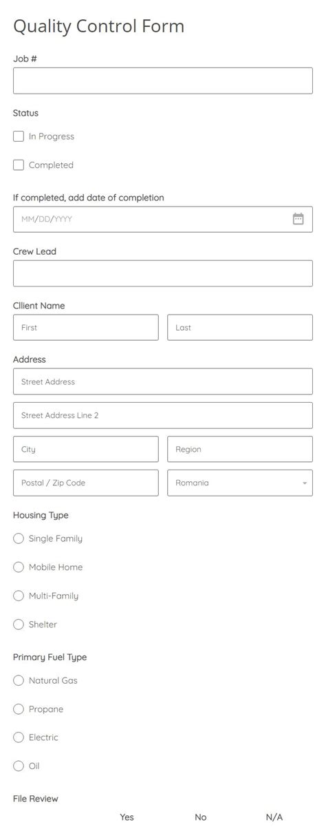 Quality Control Form Template 123formbuilder