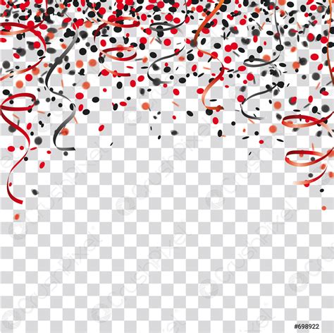 Red Black Confetti Garlands Transparent Background Stock Vector