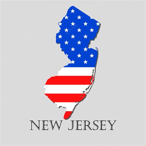 Premium Vector Map Of The State Of New Jersey And American Flag