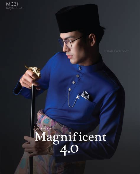 Baju Melayu Magnificent 40 Royal Blue Elrah Exclusive