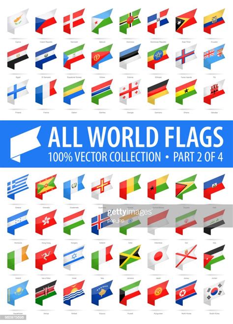 World Flags Vector Isometric Label Glossy Icons Part 2 Of 4 High Res