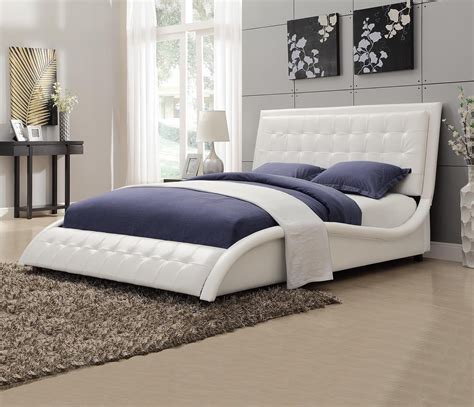 Tully White Queen Upholstered Bed From Coaster 300372q Coleman