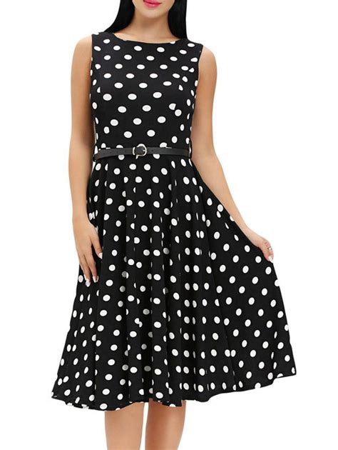[18 off] vintage sleeveless midi polka dot dress rosegal