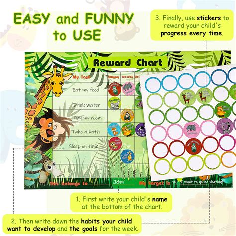 Buy Outus 12 Pieces Animal Reward Chart With Stickers Includes 6 Pieces