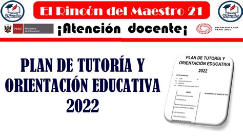Plan De TutorÍa Y OrientaciÓn Educativa 2022 El Rincón Del Maestro