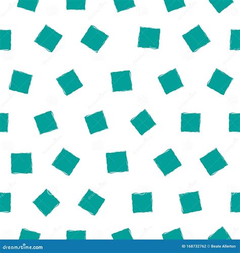 Vector Turquoise Hand Drawn Painterly Squares With Irregular Edges In
