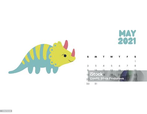 Dinosaur Kalender Mei 2021 Stockvectorkunst En Meer Beelden Van 2021