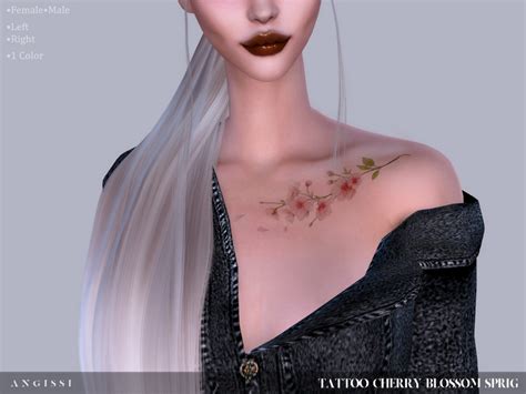 Tattoo Cherry Blossom Spring By Angissi At Tsr Sims 4 Updates