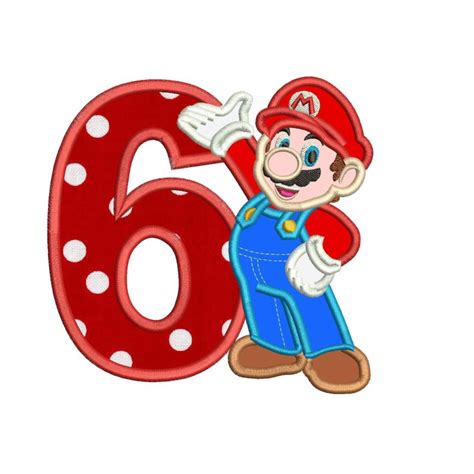 6th Birthday Mario Applique Design