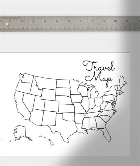 Us Travel Map Fill In Map Color In Map Us Color Map Etsy