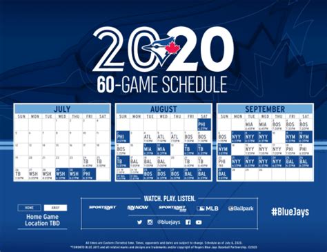 Find out the latest game information for your favorite mlb team on cbssports.com. Toronto Blue Jays 2020 Schedule