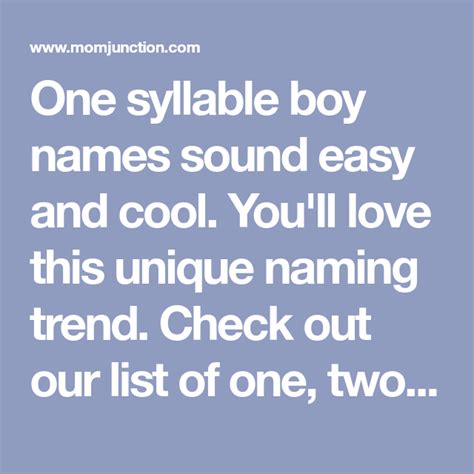 Top 200 Five Three Two And One Syllable Boy Names One Syllable Boy