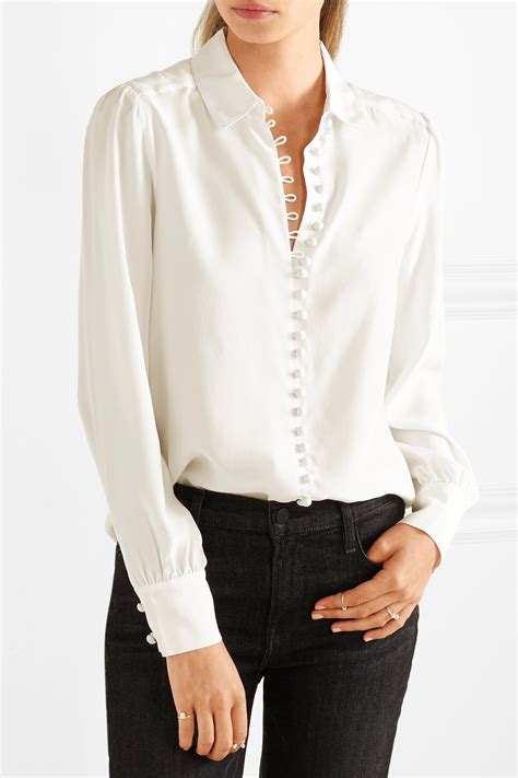 Lyst Frame Victorian Washed Silk Blouse In White