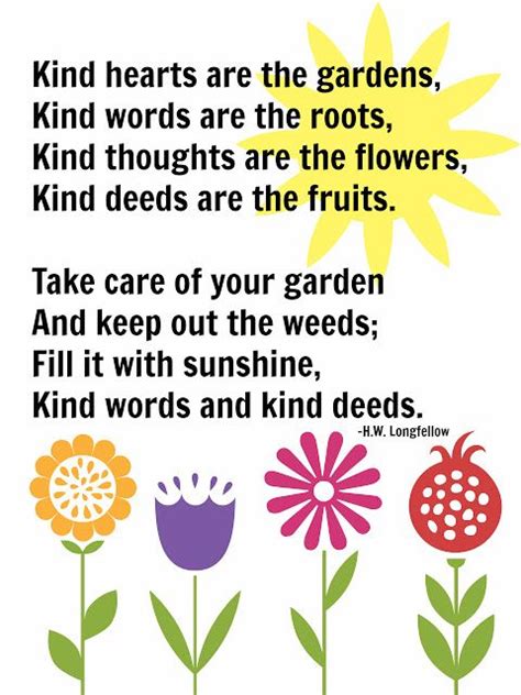 Mama Hall Kind Hearts Are The Gardens Free Printable Kids Poems