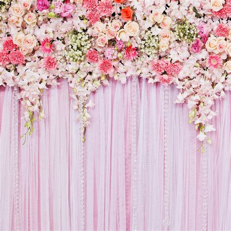 Pink Flower Backdrop Wedding Floral Romantic Scene
