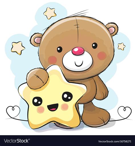 cute cartoon teddy bear with star royalty free vector image