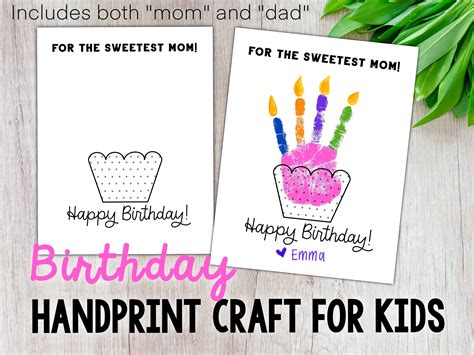 Birthday Handprint Craft Cupcake Handprint Sweetest Mom Etsy