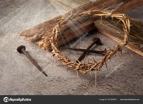 Easter Background Depicting The Crucifixion With A Rustic Wooden Cross