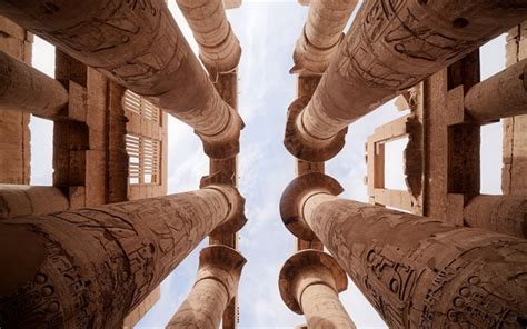 Download imagens colunas antigas vista inferior arquitectura egípcia