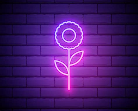 Flower pink glowing neon ui ux icon. Glowing sign logo vector. Glowing ...