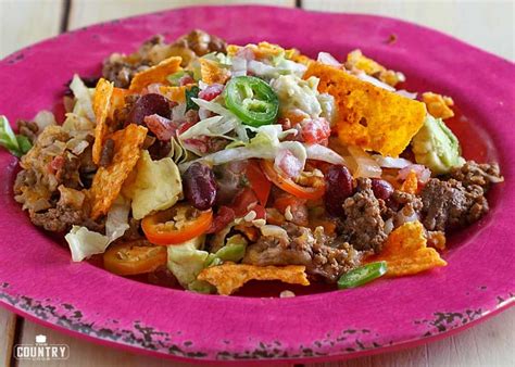 Dorito casserole with ground beef. Dorito Taco Casserole - The Country Cook