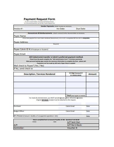 Payment Request Form 13 Examples Format Sample Examples