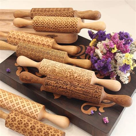 Laser Engraved Rolling Pin Embossing Rolling Pinembossed Dough Roller