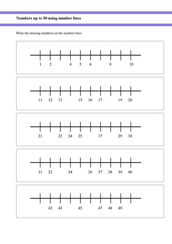 Numbers Up To 50 Using Number Lines For Year 1 And Year 2 Students