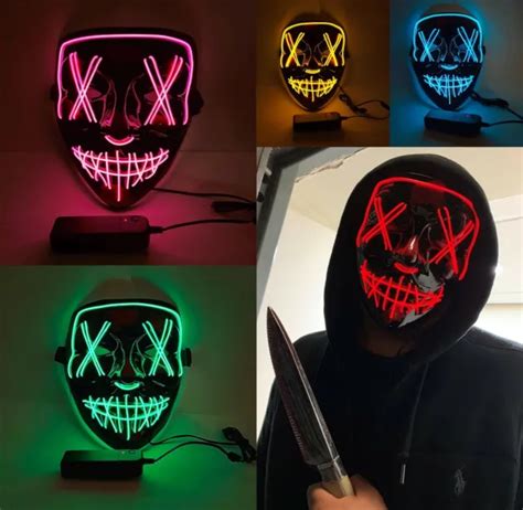 Neon Stitches Led Mask Light Up Costume Purge Party Cosplay Mask