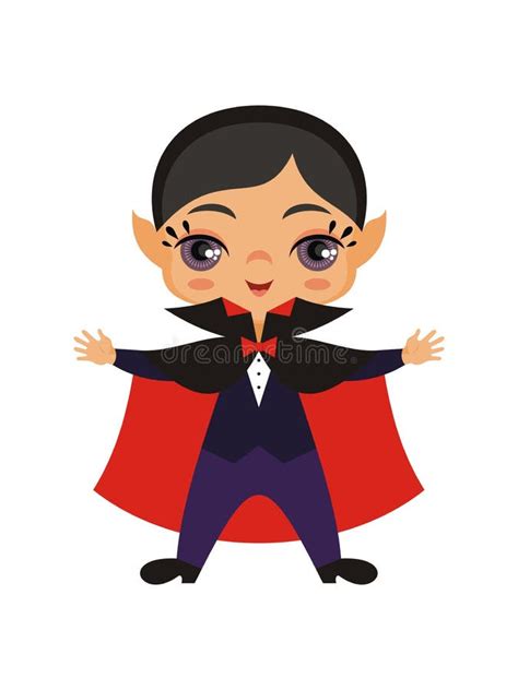 Count Dracula Head Face Wearing Black And Red Cape Cute Cartoon