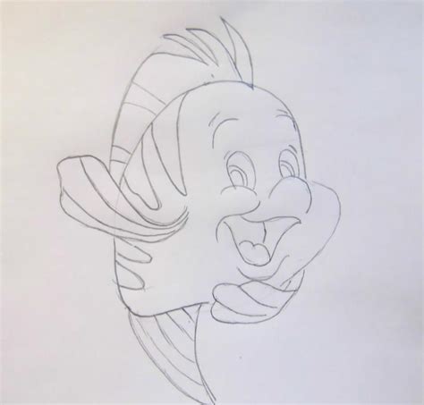How To Draw Flaunder From The Little Mermaid With A Pencil Step By Step