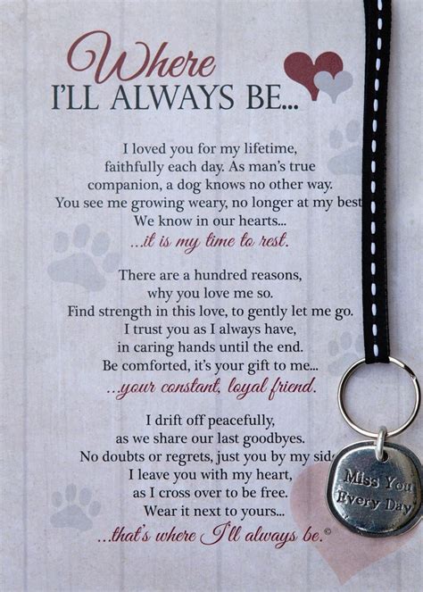 Where Ill Always Be Dog Memorial Key Chain Pet Poems Pet Grief Pet