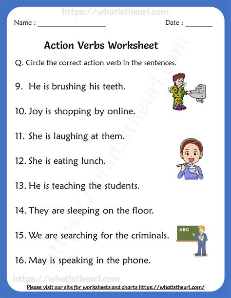 Action Verbs Worksheets For Grade 1 Your Home Teacher