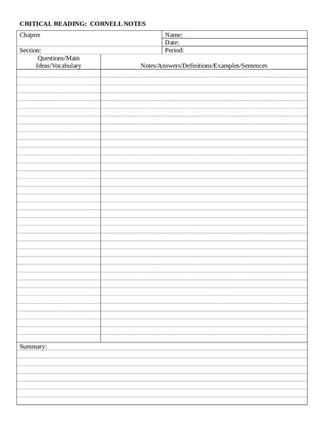 These note templates can be downloaded here. Cornell Note Taking Template Word | Cornell notes, Cornell notes template, Notes template