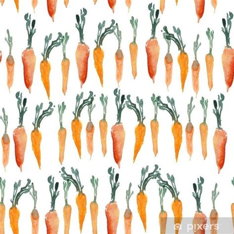 Watercolor Illustration Carrot Isolated On White Bacgkound Seamless