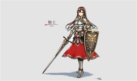 Wallpaper Illustration Anime Girls Knight Weapon Dress Armor Sword Original Characters