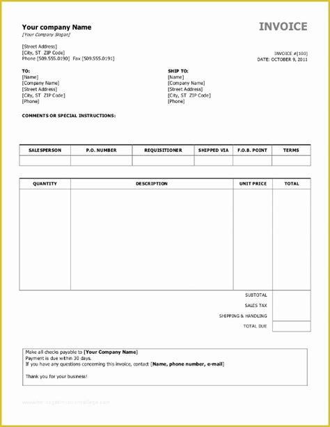 Microsoft Office Free Invoice Template Of Free Invoice Templates For