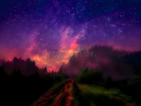 Night Landscape Mountain And Milky Way Galaxy Background Night