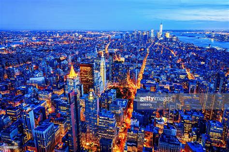 Midtown And Lower Manhattan Skyline New York Usa High Res Stock Photo