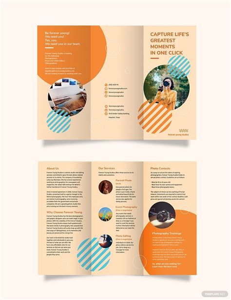 Photography Studio Tri Fold Brochure Template In Word Indesign