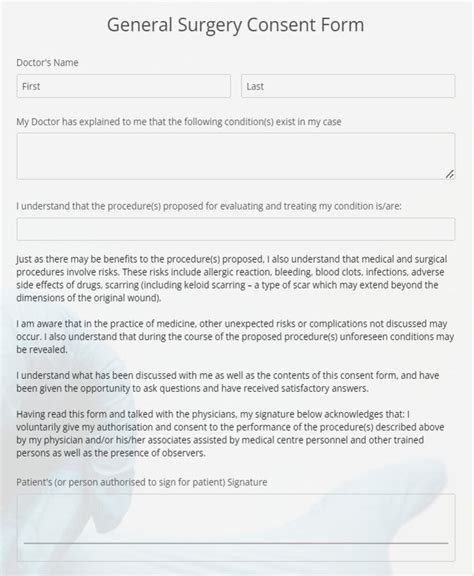General Surgery Consent Form Template 123formbuilder