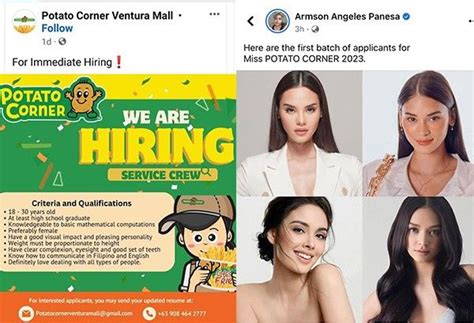 looking for miss u potato corner addresses viral job posting